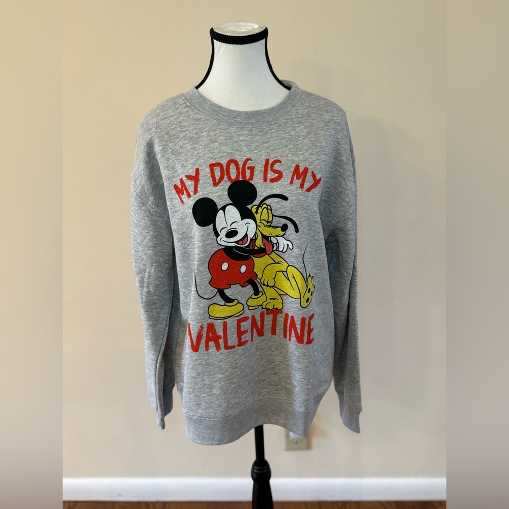 Disney Mickey Mouse Women's My Dog Is My Valentine Graphic Sweatshirt - Picture 2 of 7